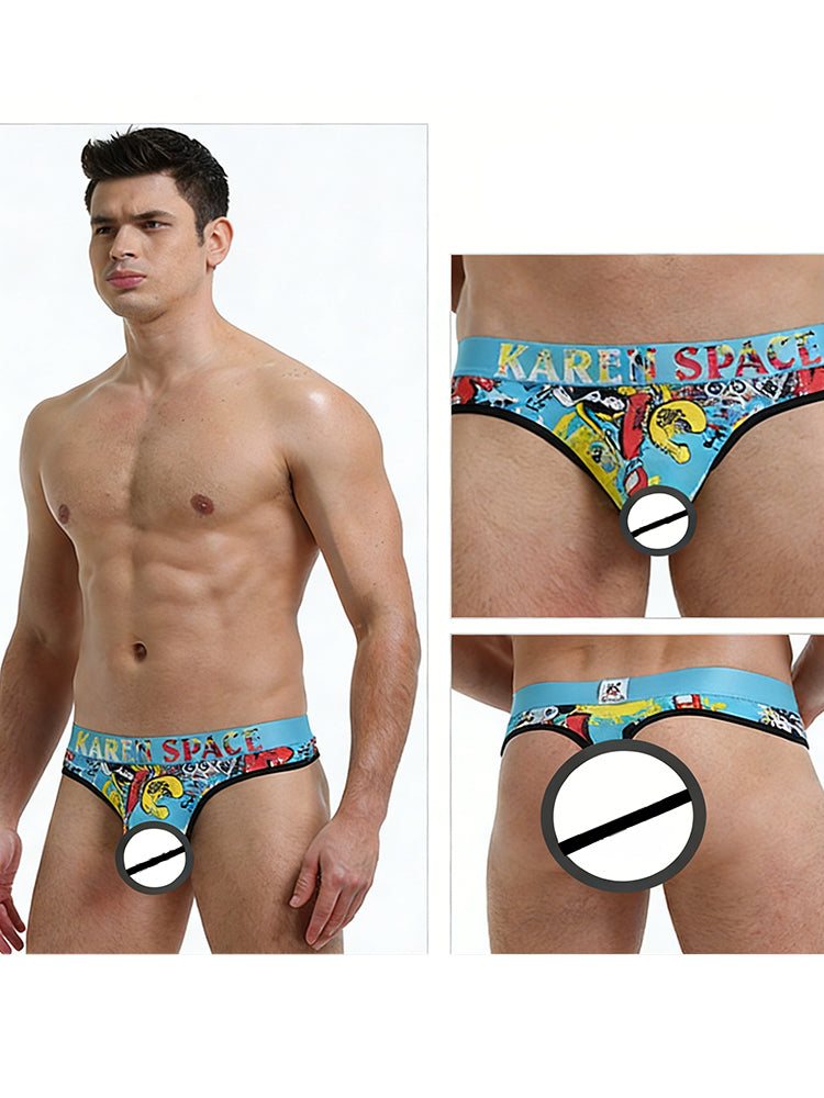 3 Pack Men's Trendy Prints Comfort U-Pouch Design Mesh Breathable Thongs | dmunderwear detail image 11