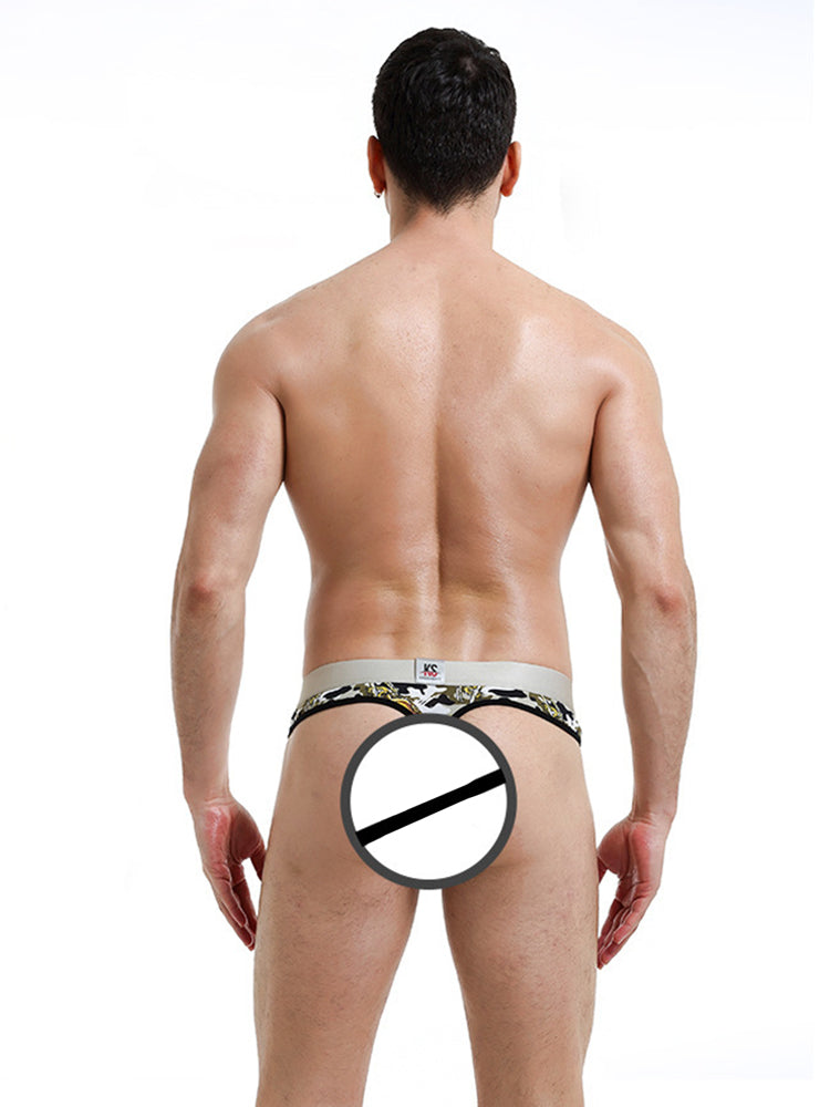 3 Pack Men's Trendy Prints Comfort U-Pouch Design Mesh Breathable Thongs | dmunderwear detail image 6