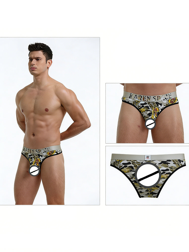 3 Pack Men's Trendy Prints Comfort U-Pouch Design Mesh Breathable Thongs | dmunderwear detail image 8