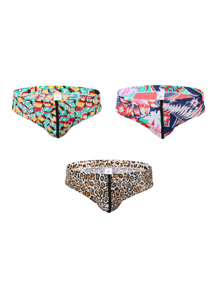 3 Pack Men's Trendy Prints Sexy Day-Long Comfort Cooling Touch Briefs | dmunderwear detail image 12