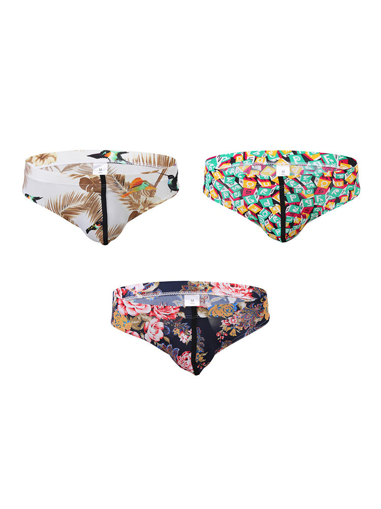 3 Pack Men's Trendy Prints Sexy Day-Long Comfort Cooling Touch Briefs | dmunderwear detail image 17