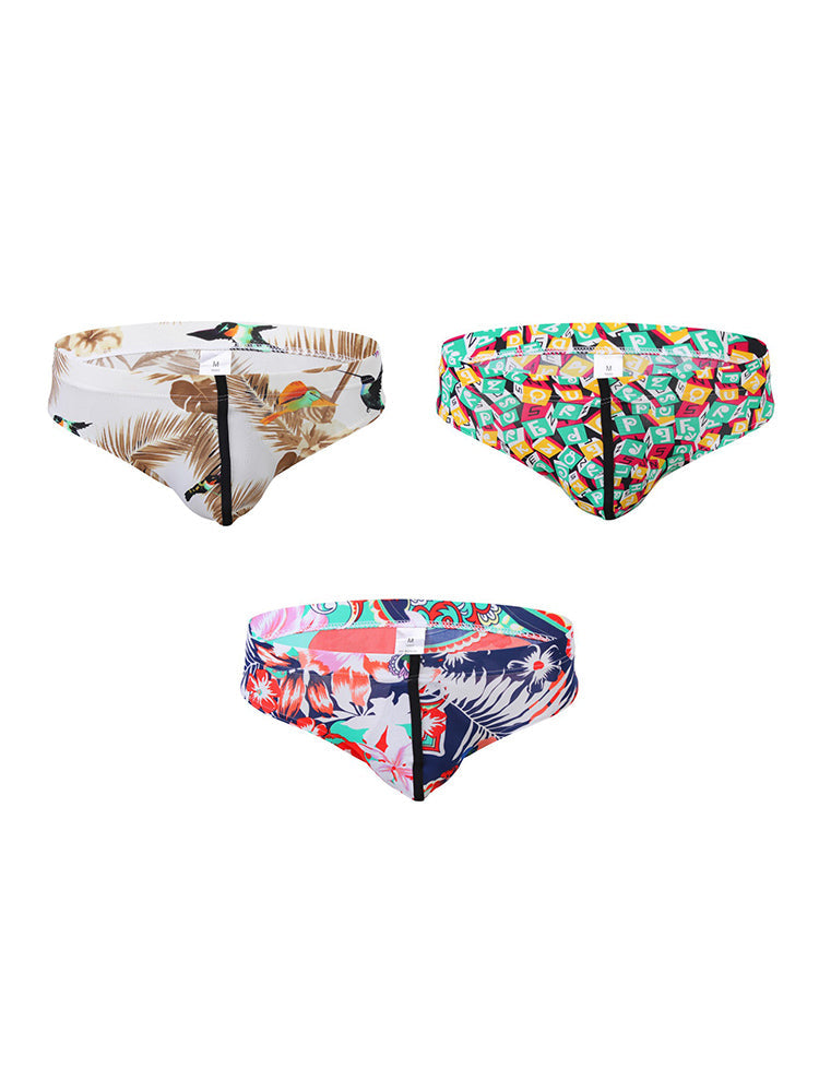 3 Pack Men's Trendy Prints Sexy Day-Long Comfort Cooling Touch Briefs | dmunderwear detail image 2