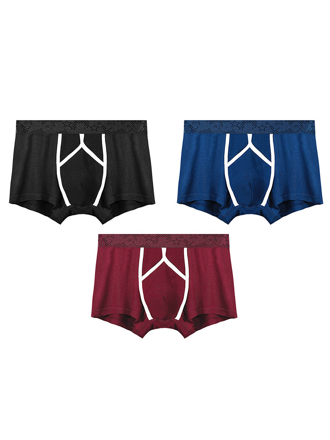 3 Pack Men's U Pouch Contour Patchline Trunks | dmunderwear detail image 12
