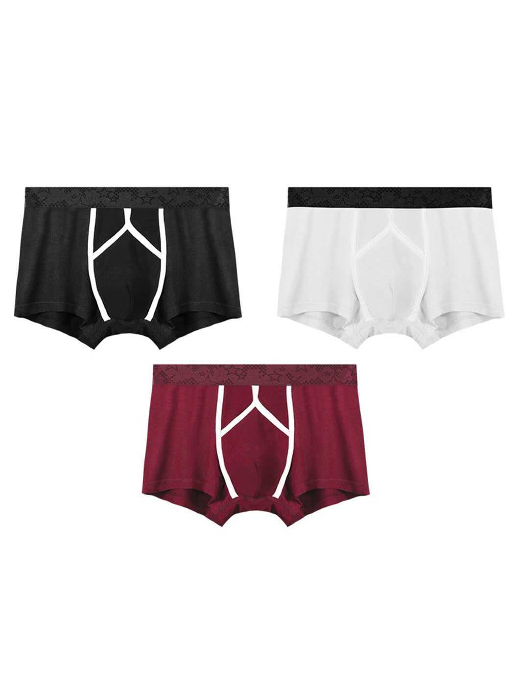 3 Pack Men's U Pouch Contour Patchline Trunks | dmunderwear detail image 15