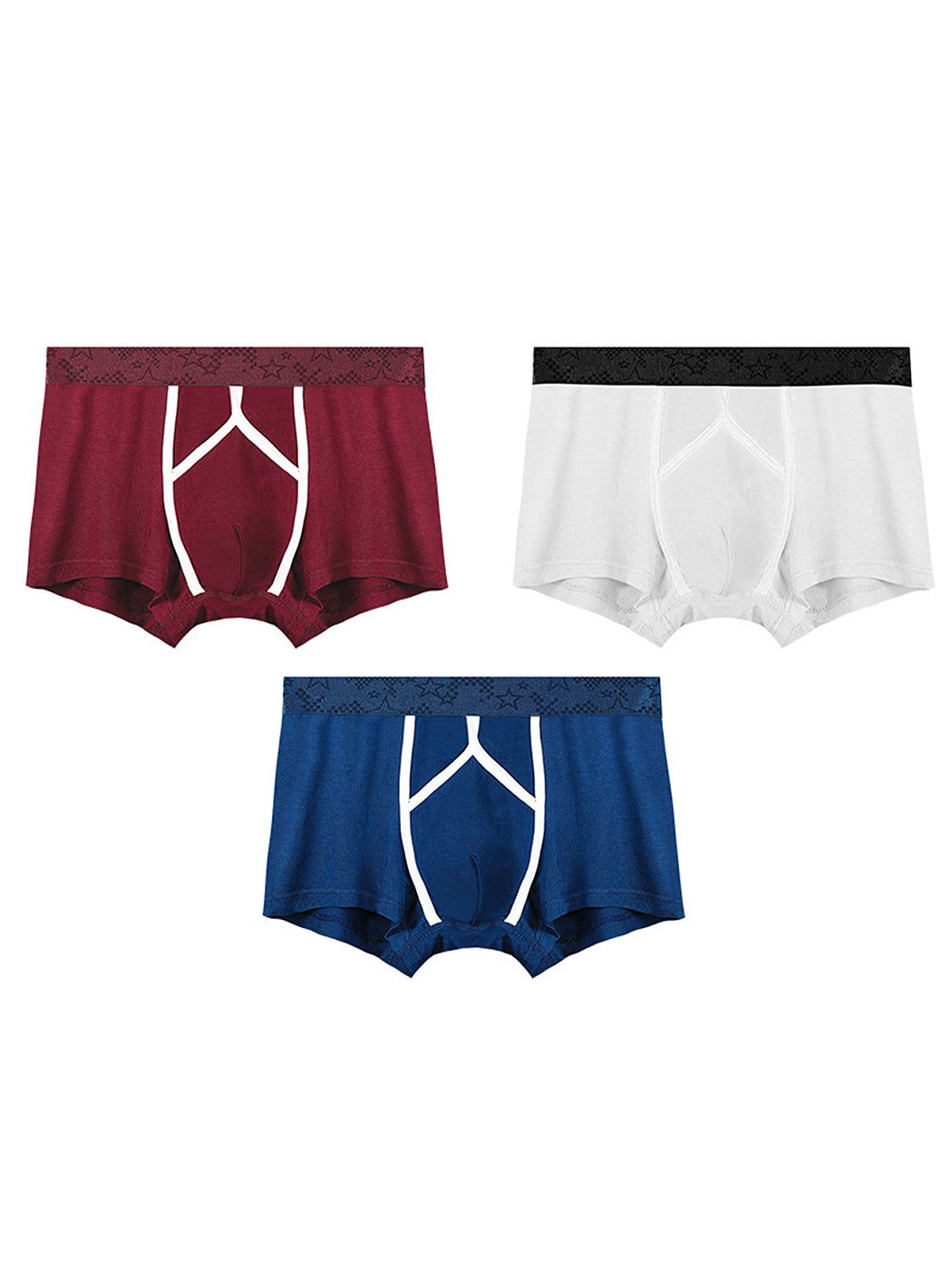 3 Pack Men's U Pouch Contour Patchline Trunks | dmunderwear detail image 2