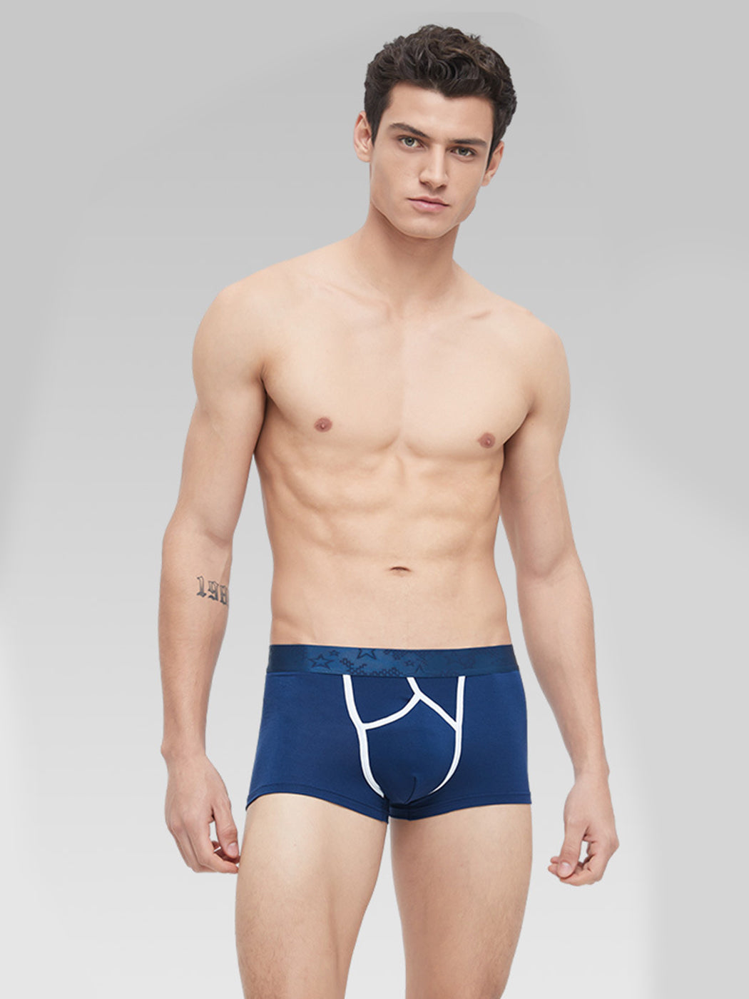 3 Pack Men's U Pouch Contour Patchline Trunks | dmunderwear detail image 3