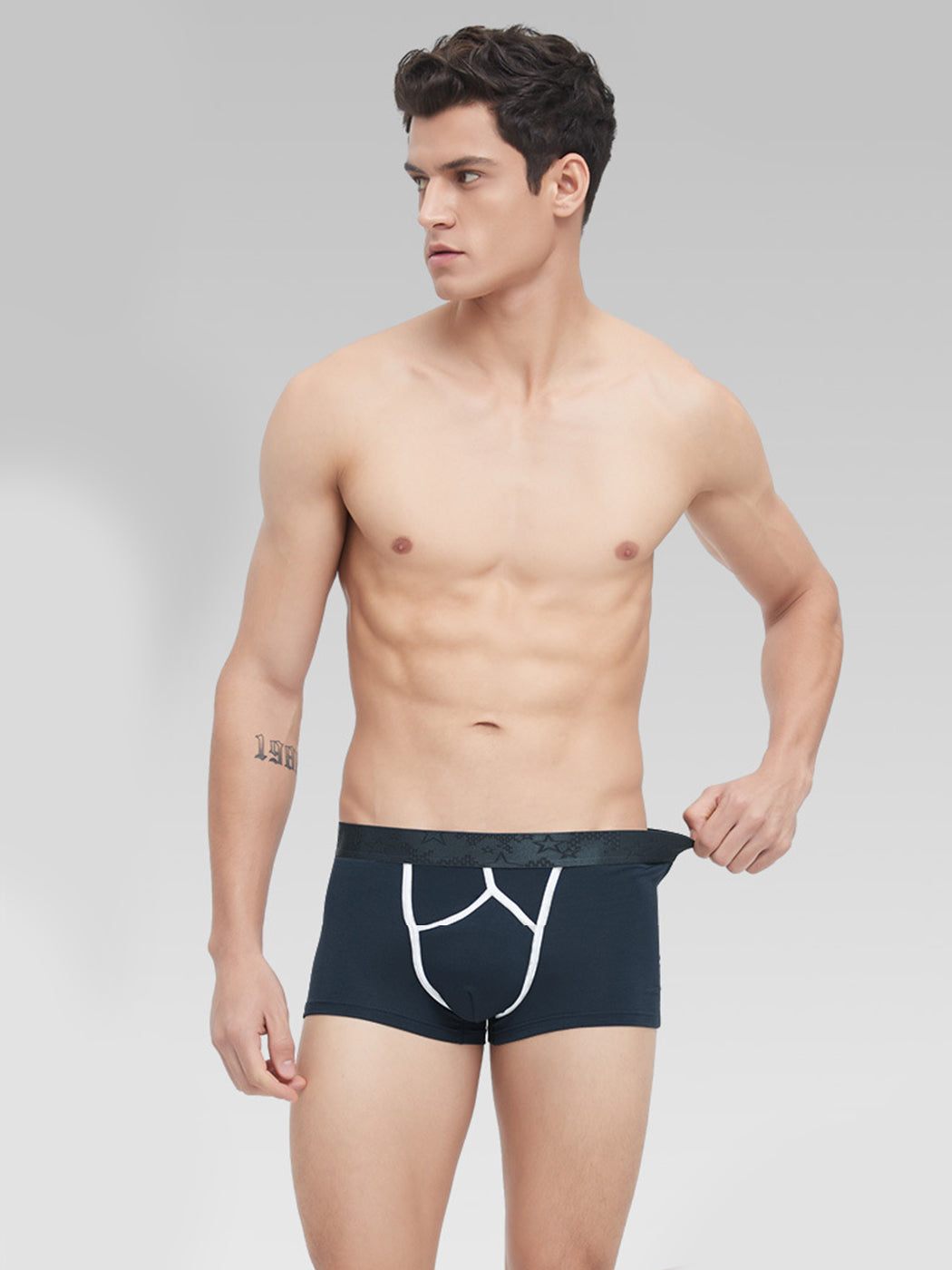 3 Pack Men's U Pouch Contour Patchline Trunks | dmunderwear detail image 5