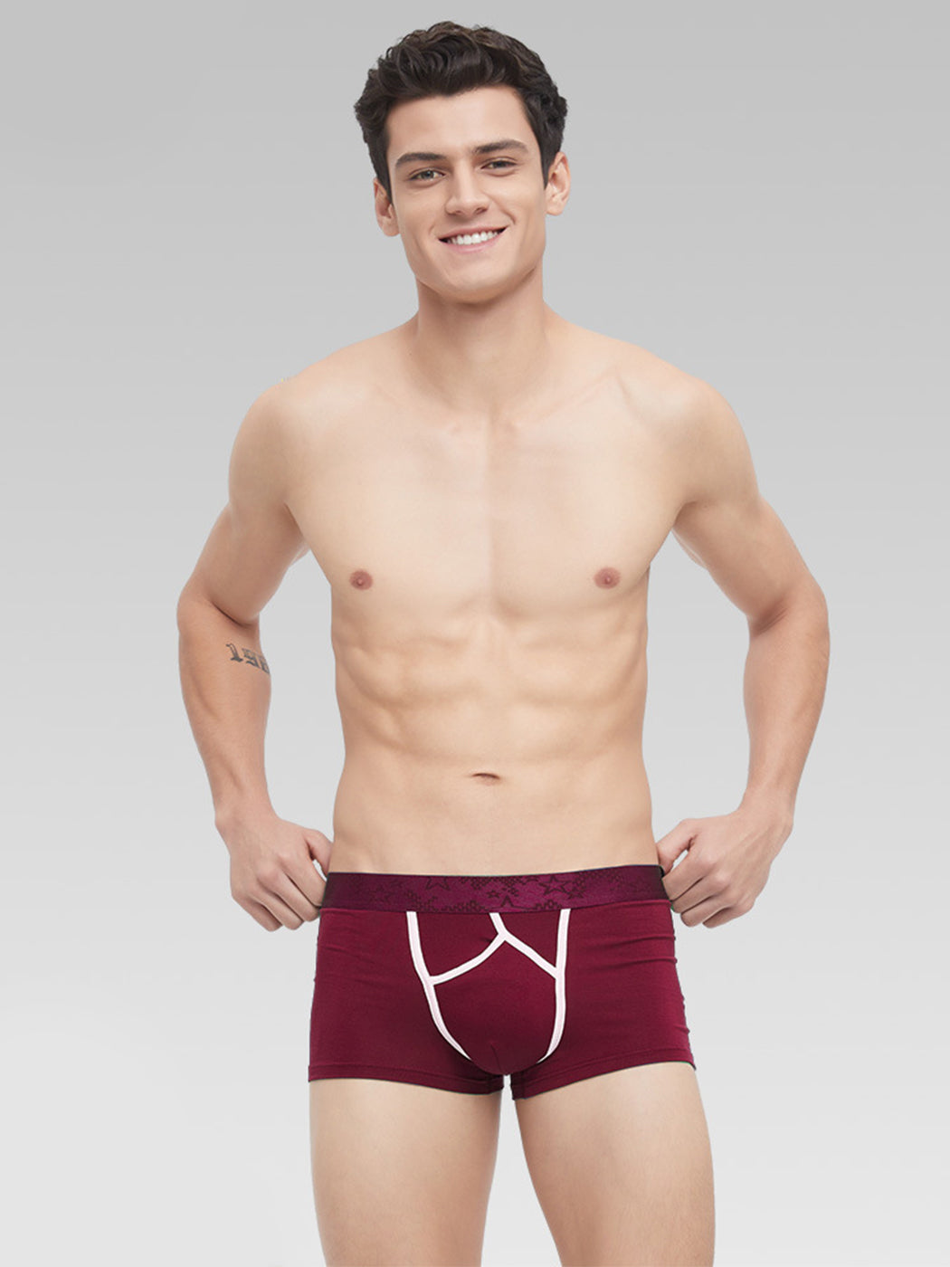 3 Pack Men's U Pouch Contour Patchline Trunks | dmunderwear detail image 6