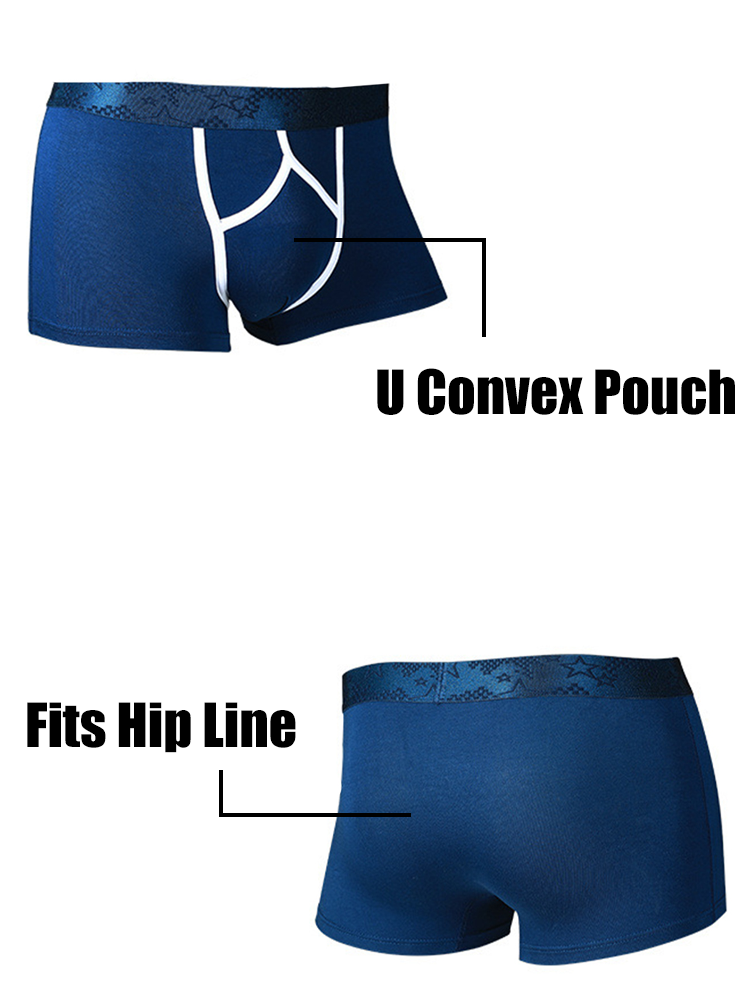 3 Pack Men's U Pouch Contour Patchline Trunks | dmunderwear detail image 7