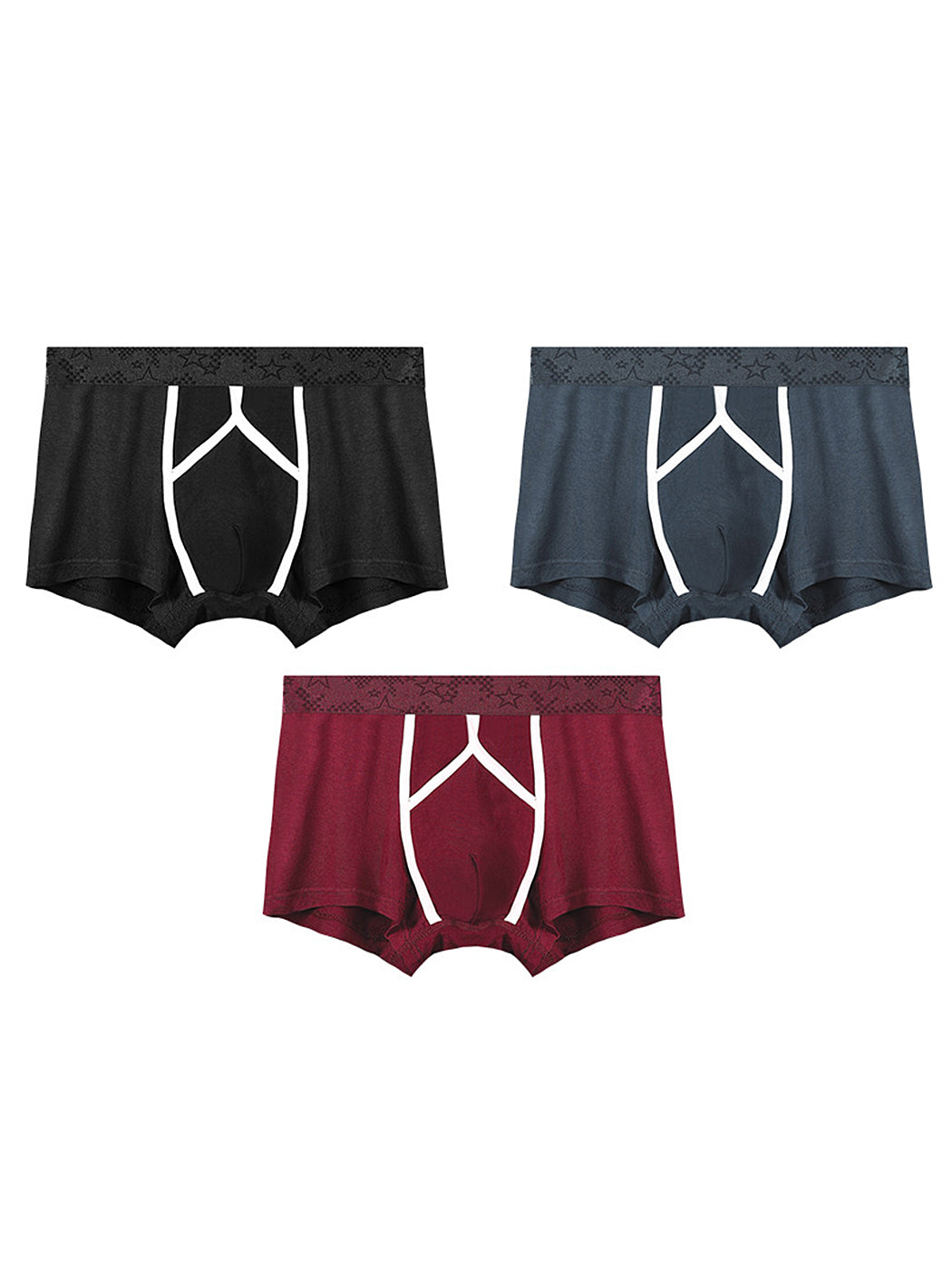 3 Pack Men's U Pouch Contour Patchline Trunks | dmunderwear detail image 8