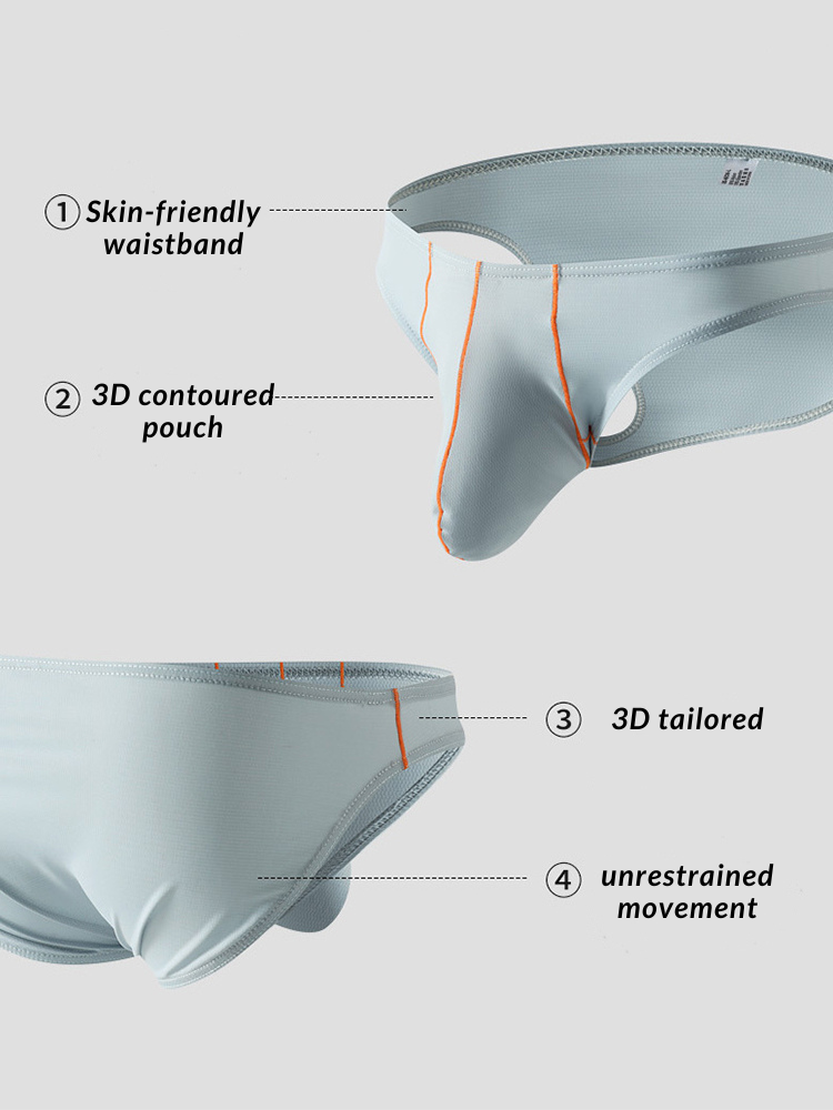 3 Pack Men's U-Pouch Ice Silk Briefs | dmunderwear detail image 5