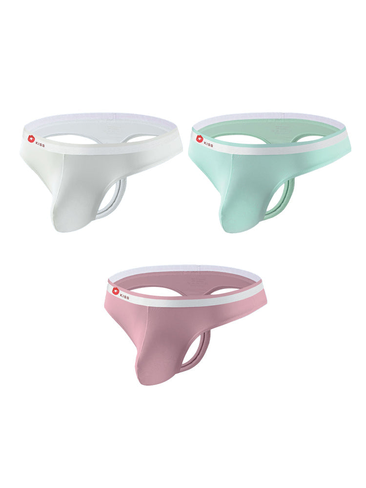 3 Pack Men's U-Pouch Ice Silk Sexy Thong | dmunderwear detail image 16
