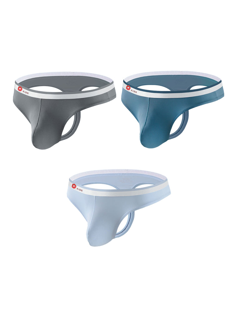 3 Pack Men's U-Pouch Ice Silk Sexy Thong | dmunderwear detail image 19