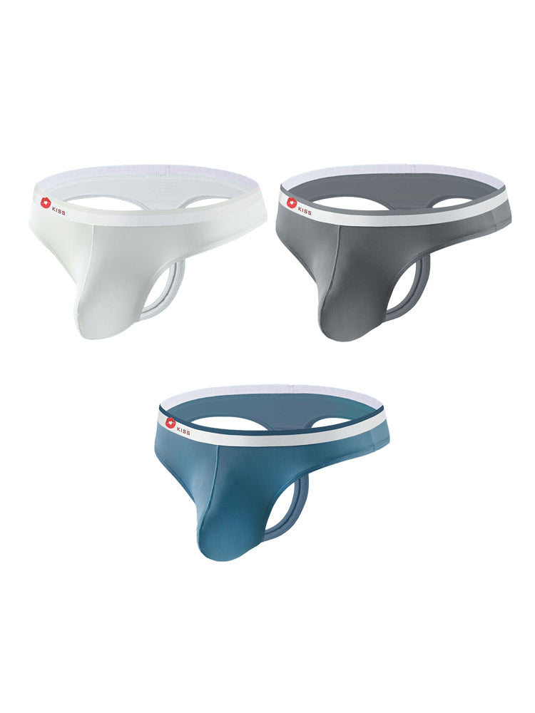 3 Pack Men's U-Pouch Ice Silk Sexy Thong | dmunderwear detail image 2