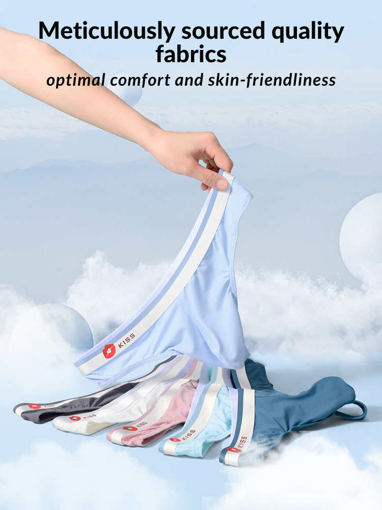 3 Pack Men's U-Pouch Ice Silk Sexy Thong | dmunderwear detail image 4