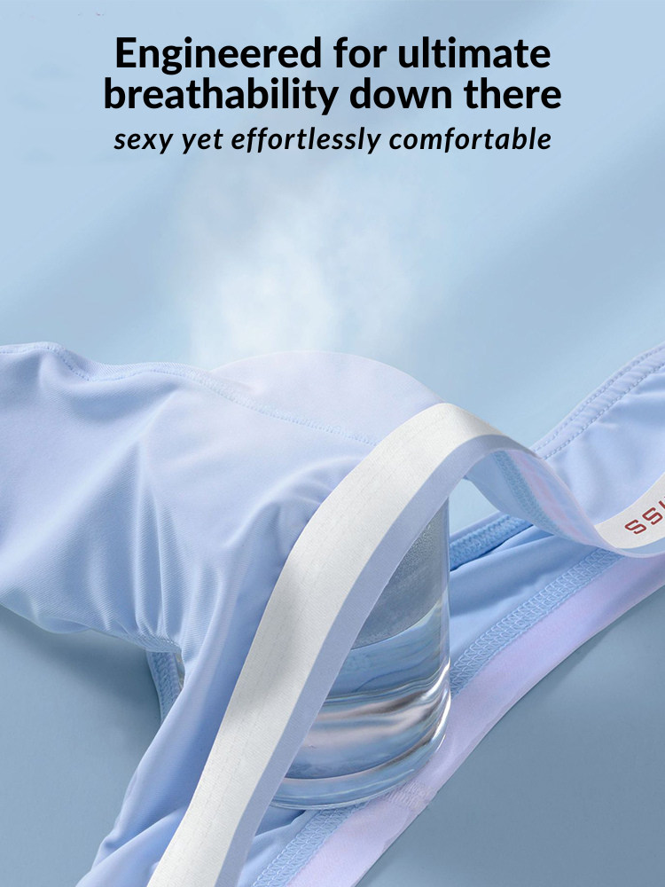 3 Pack Men's U-Pouch Ice Silk Sexy Thong | dmunderwear detail image 5