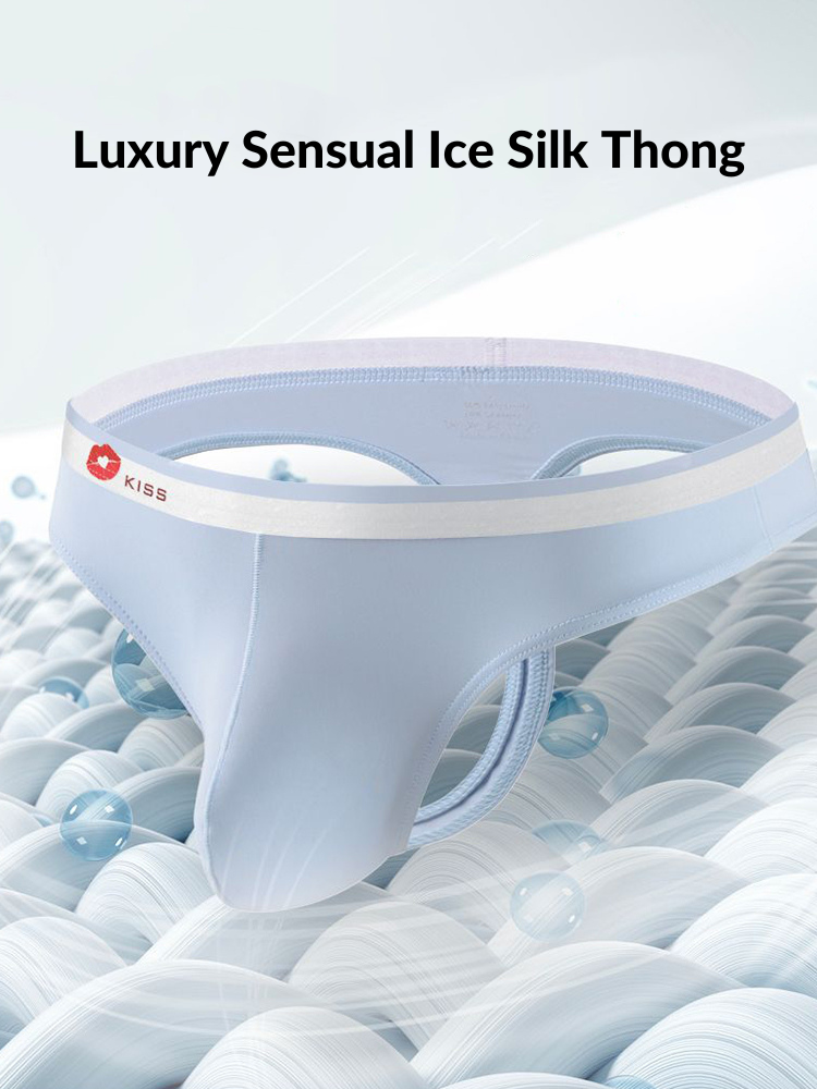 3 Pack Men's U-Pouch Ice Silk Sexy Thong | dmunderwear detail image 6