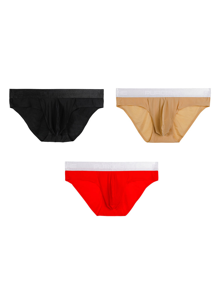 3 Pack Men's Ultra-Sheer Ice Silk Low-Rise Seamless Quick-Dry Briefs | dmunderwear detail image 12