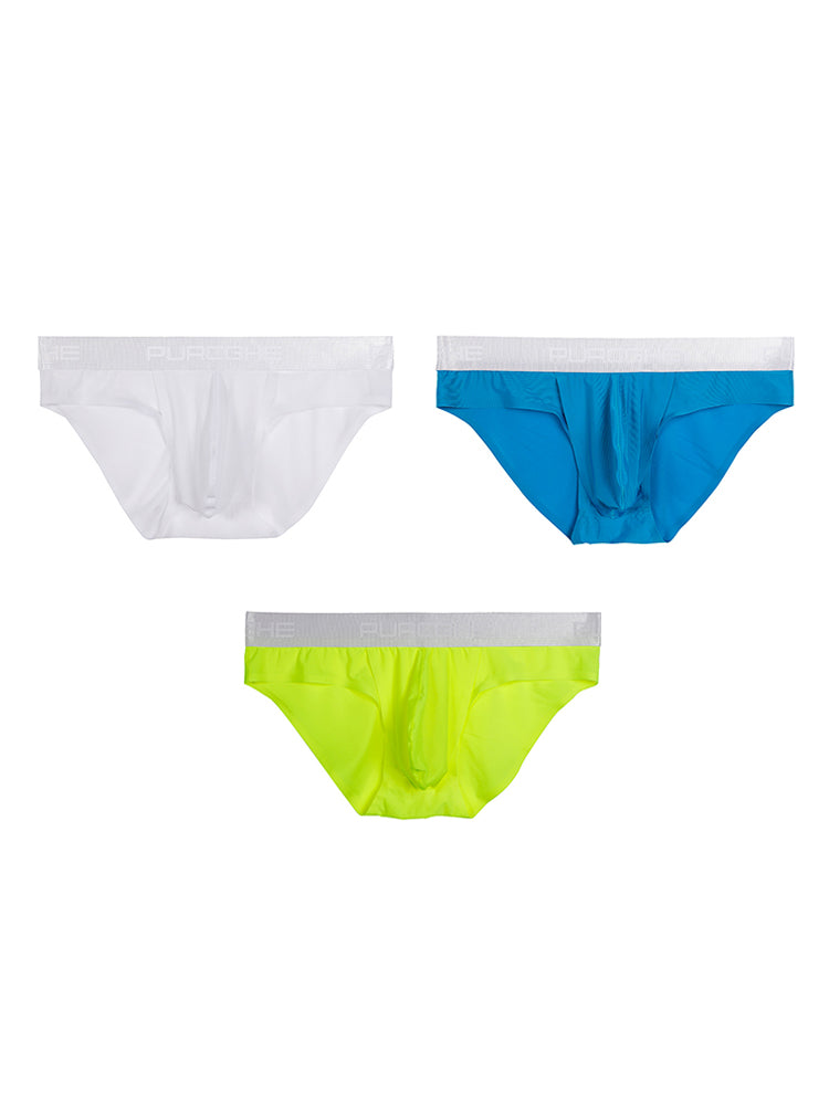 3 Pack Men's Ultra-Sheer Ice Silk Low-Rise Seamless Quick-Dry Briefs | dmunderwear detail image 17