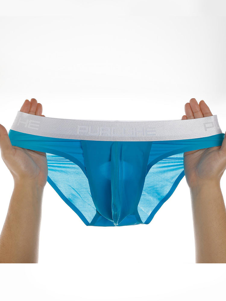 3 Pack Men's Ultra-Sheer Ice Silk Low-Rise Seamless Quick-Dry Briefs | dmunderwear detail image 3