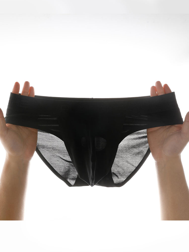 3 Pack Men's Ultra-Sheer Ice Silk Low-Rise Seamless Quick-Dry Briefs | dmunderwear detail image 4