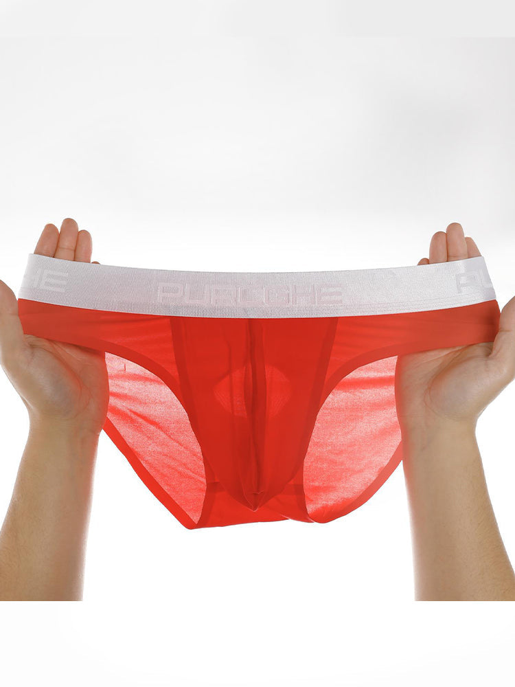3 Pack Men's Ultra-Sheer Ice Silk Low-Rise Seamless Quick-Dry Briefs | dmunderwear detail image 9