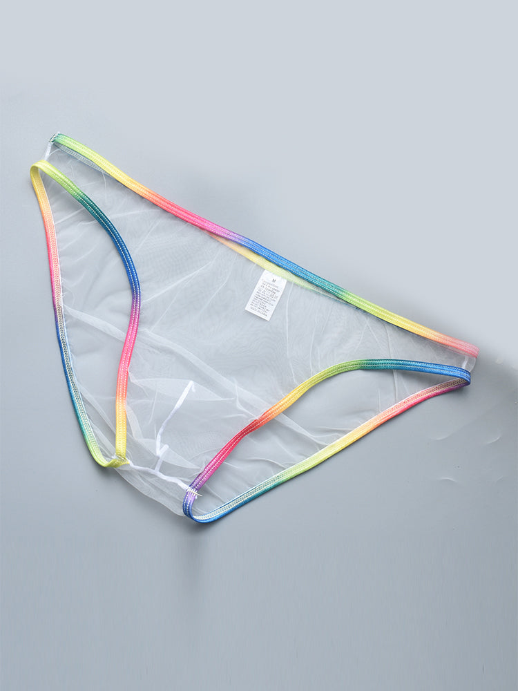 3-pack Men's Ultra-sheer Rainbow-edge Mesh Briefs | dmunderwear