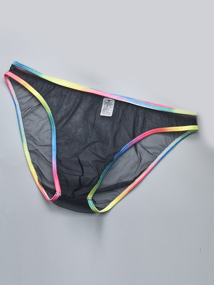 3-pack Men's Ultra-sheer Rainbow-edge Mesh Briefs | dmunderwear detail image 11
