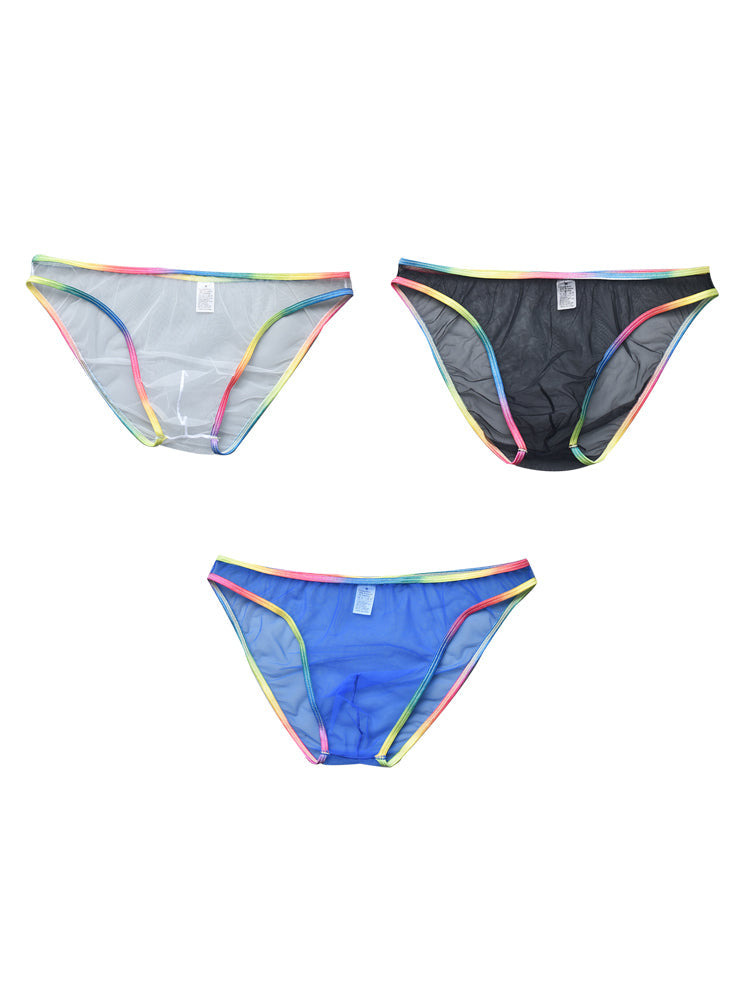 3-pack Men's Ultra-sheer Rainbow-edge Mesh Briefs | dmunderwear detail image 12