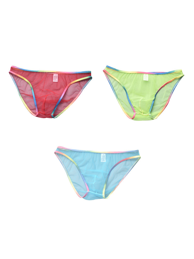 3-pack Men's Ultra-sheer Rainbow-edge Mesh Briefs | dmunderwear detail image 15