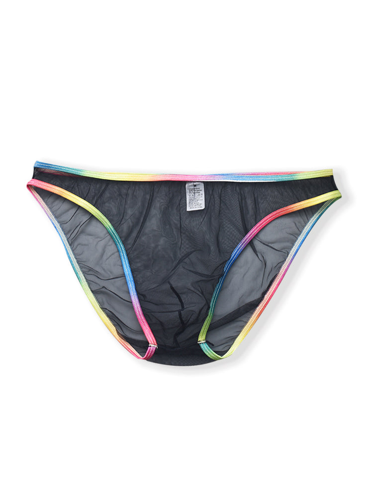 3-pack Men's Ultra-sheer Rainbow-edge Mesh Briefs | dmunderwear detail image 16