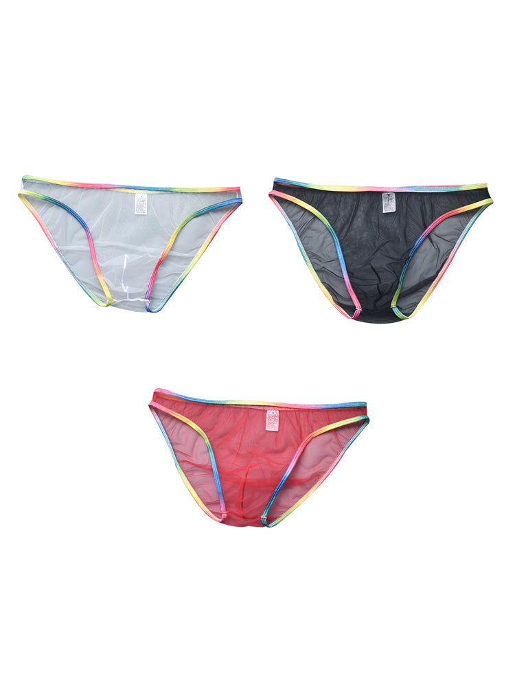 3-pack Men's Ultra-sheer Rainbow-edge Mesh Briefs | dmunderwear detail image 2