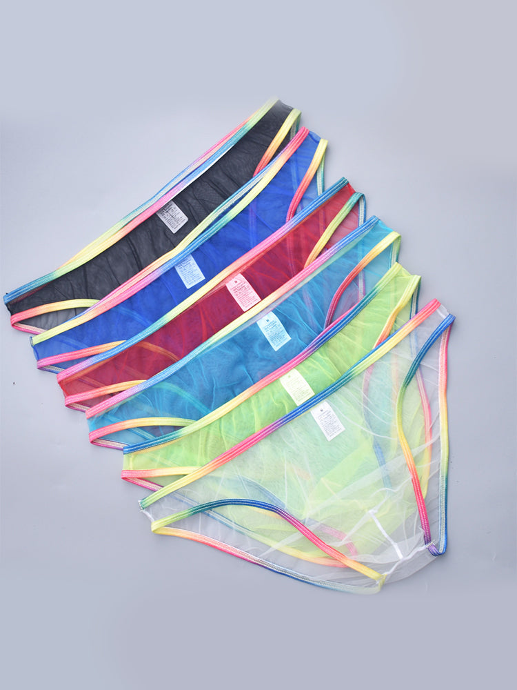 3-pack Men's Ultra-sheer Rainbow-edge Mesh Briefs | dmunderwear detail image 3