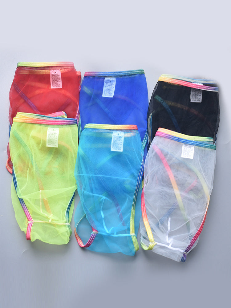 3-pack Men's Ultra-sheer Rainbow-edge Mesh Briefs | dmunderwear detail image 6