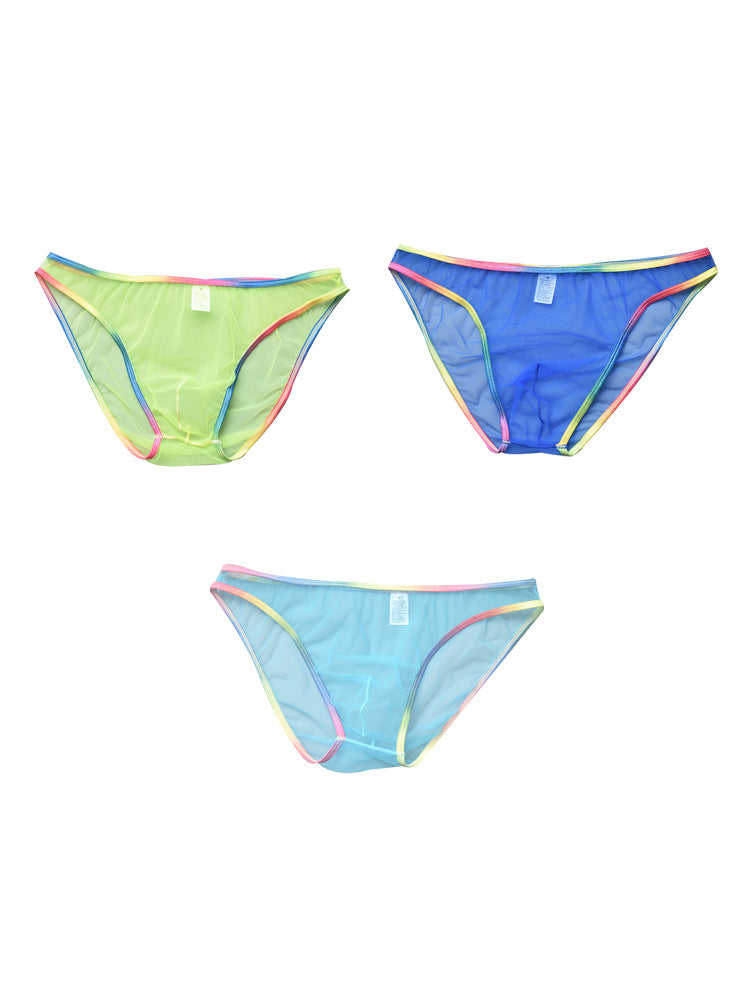 3-pack Men's Ultra-sheer Rainbow-edge Mesh Briefs | dmunderwear detail image 7