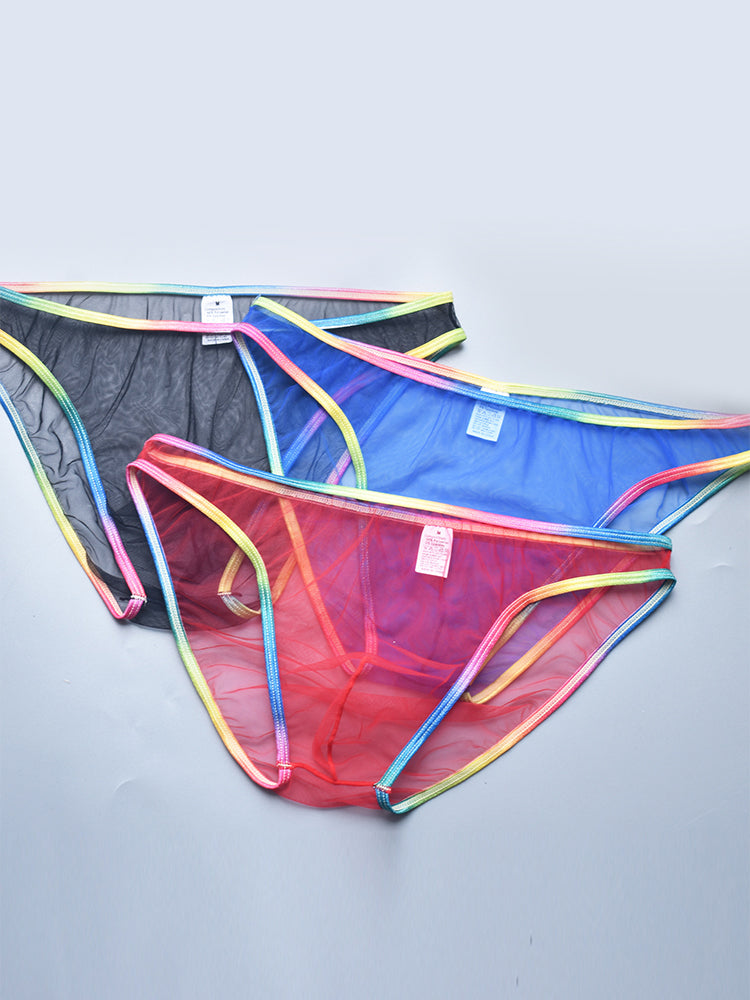 3-pack Men's Ultra-sheer Rainbow-edge Mesh Briefs | dmunderwear detail image 8