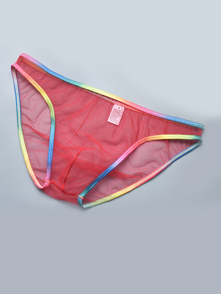 3-pack Men's Ultra-sheer Rainbow-edge Mesh Briefs | dmunderwear detail image 9