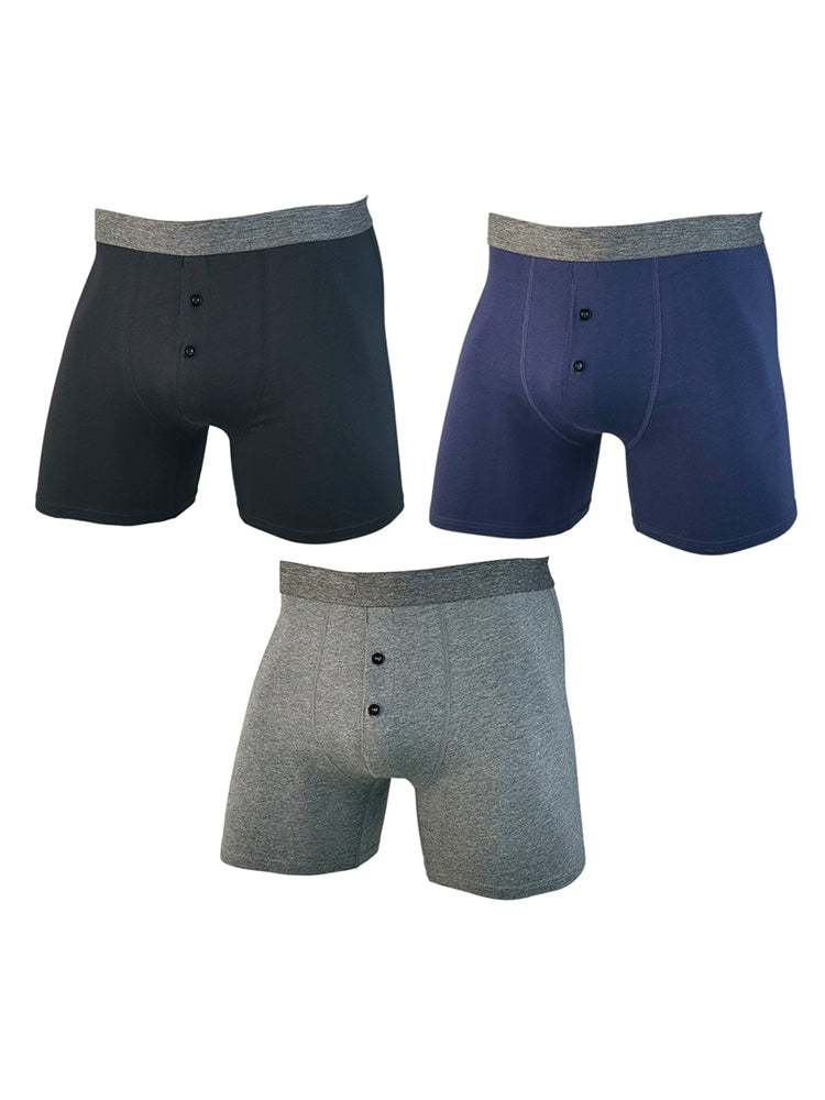 3 Pack Men's Ultra-Soft Breathable Cotton Button Fly Midway Briefs | dmunderwear detail image 2