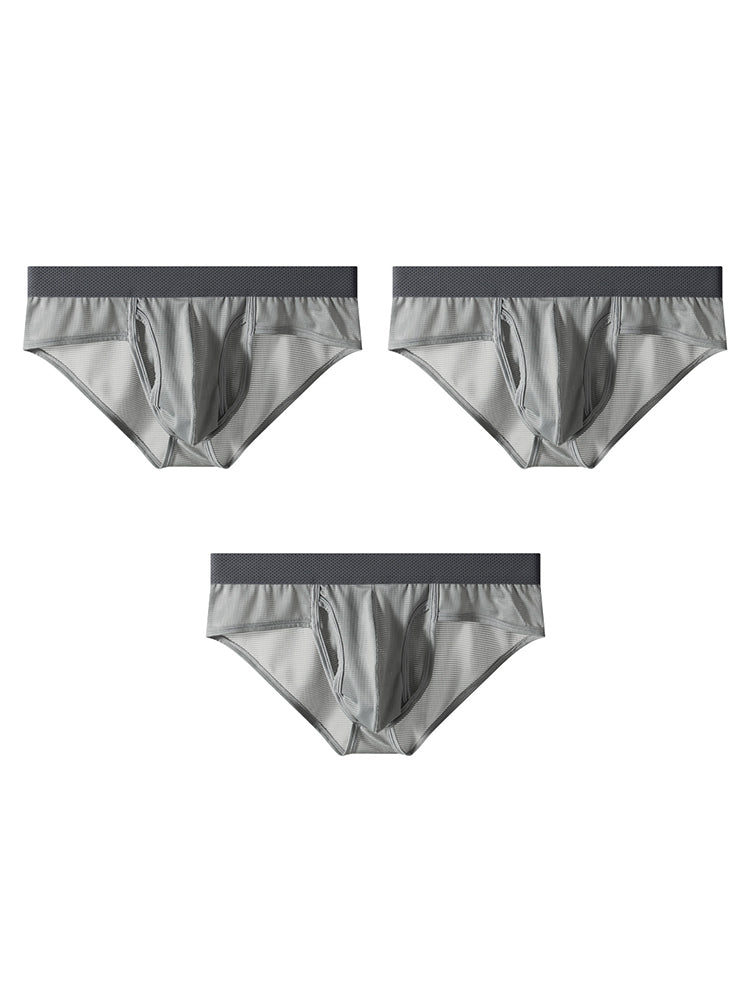 3 Pack Men's Ultra-Soft Breathable Mesh Ice Silk Briefs | dmunderwear detail image 14
