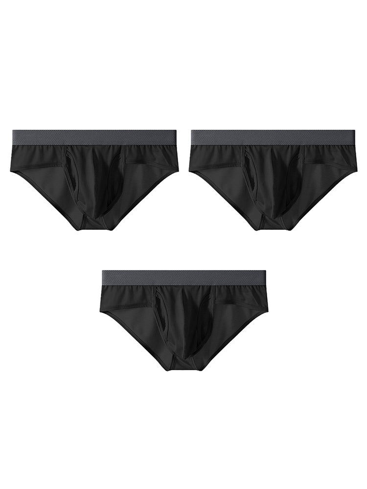 3 Pack Men's Ultra-Soft Breathable Mesh Ice Silk Briefs | dmunderwear detail image 8