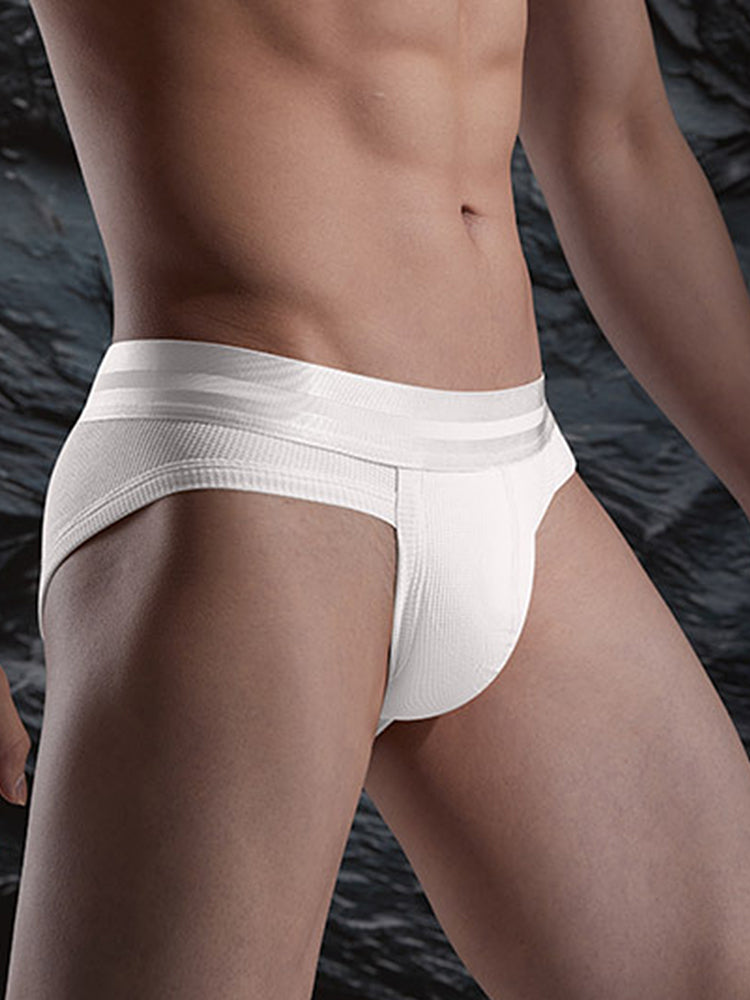 3 Pack Men's Soft Waffle Cotton Briefs with Separate Pouch and High-Leg Cut | dmunderwear detail image 12