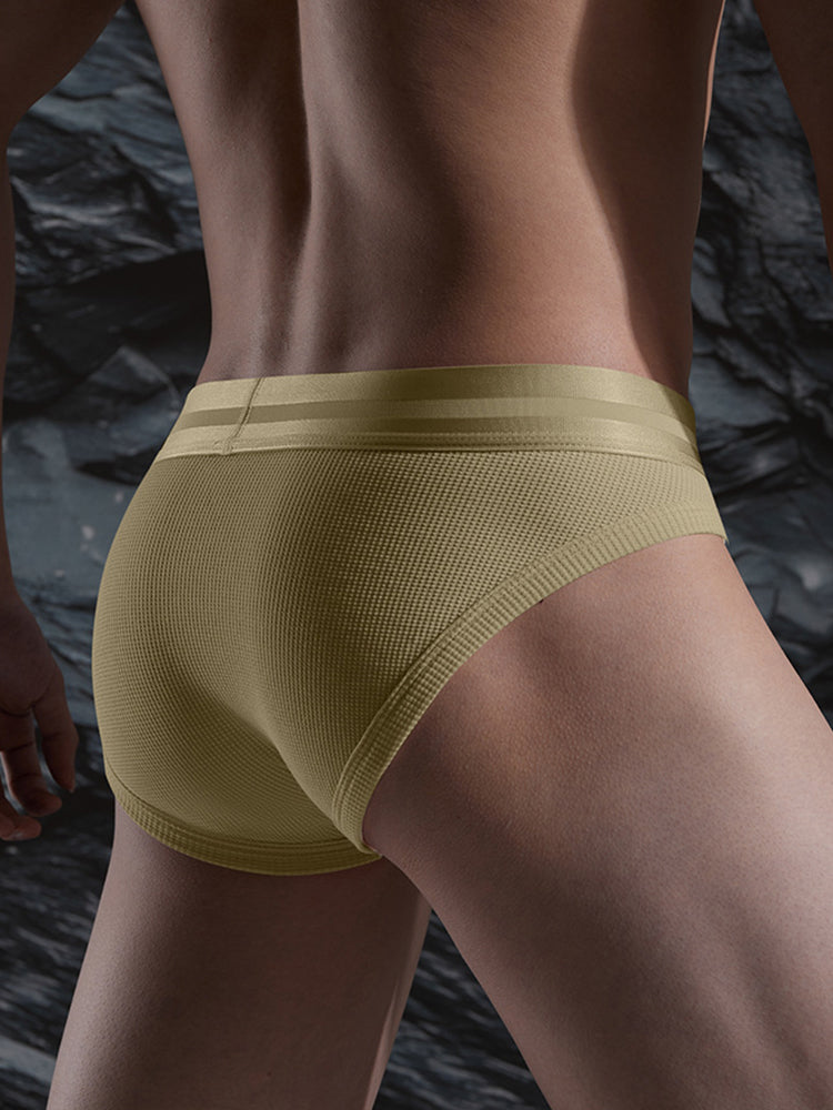3 Pack Men's Soft Waffle Cotton Briefs with Separate Pouch and High-Leg Cut | dmunderwear detail image 15