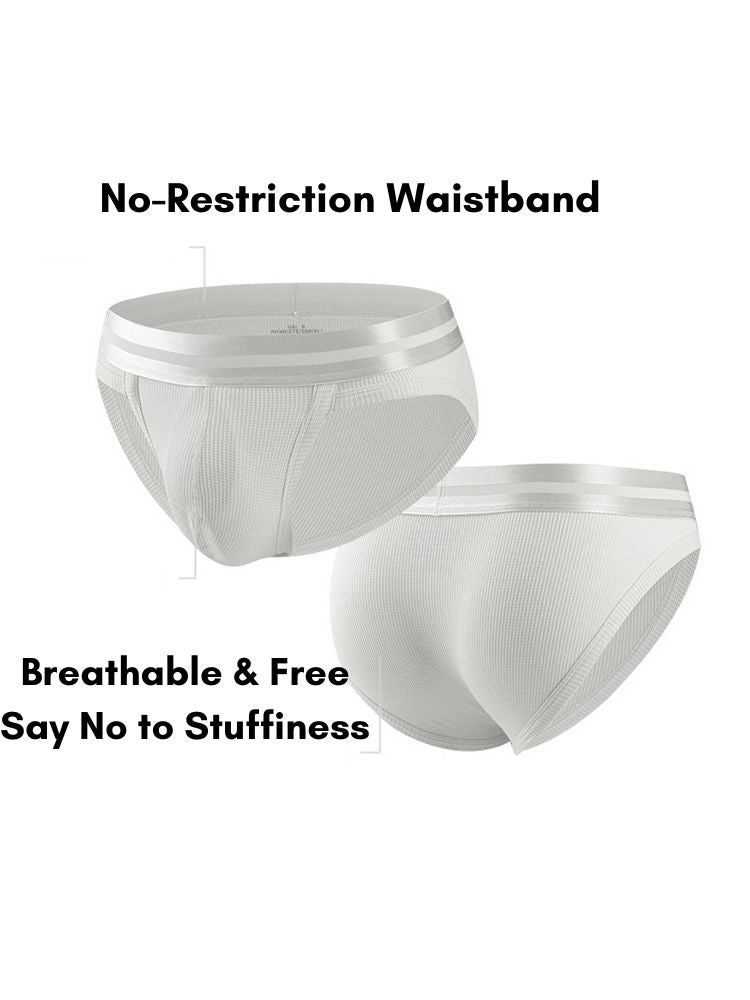 3 Pack Men's Soft Waffle Cotton Briefs with Separate Pouch and High-Leg Cut | dmunderwear detail image 4
