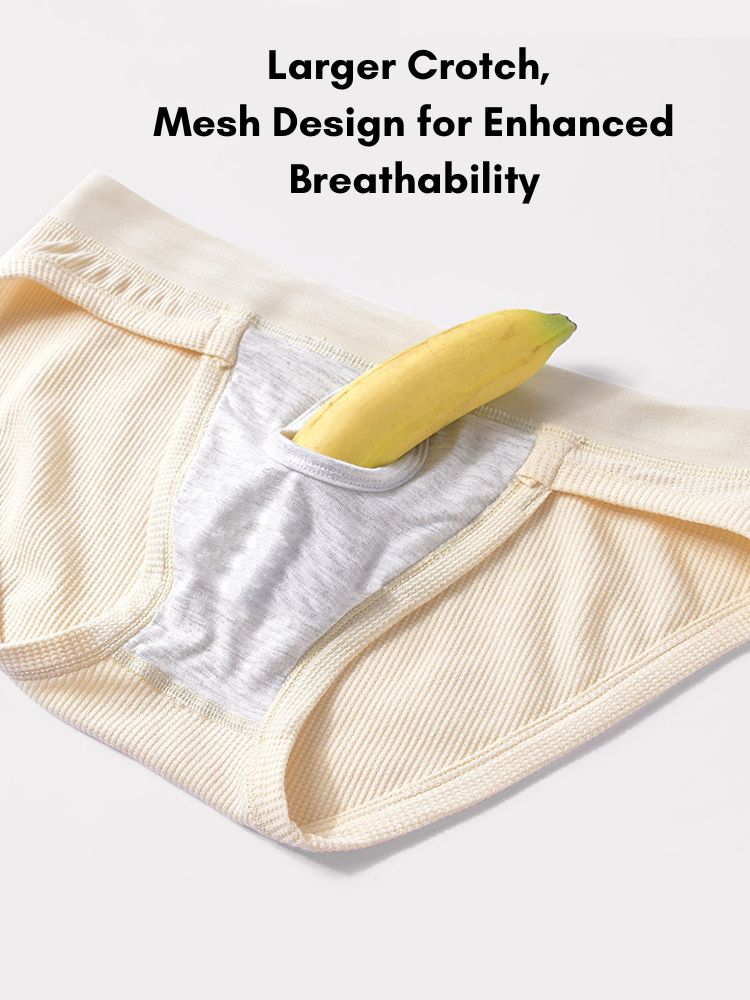 3 Pack Men's Soft Waffle Cotton Briefs with Separate Pouch and High-Leg Cut | dmunderwear detail image 6