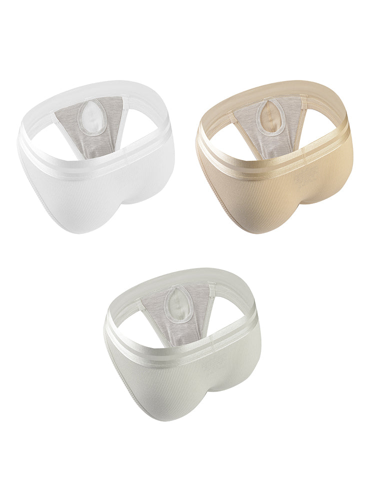 3 Pack Men's Soft Waffle Cotton Briefs with Separate Pouch and High-Leg Cut | dmunderwear detail image 9