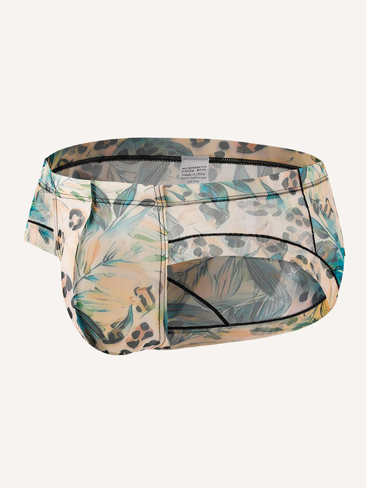 3 Pack Men's Ice-Silk Leopard Mesh Support Pouch Briefs | dmunderwear