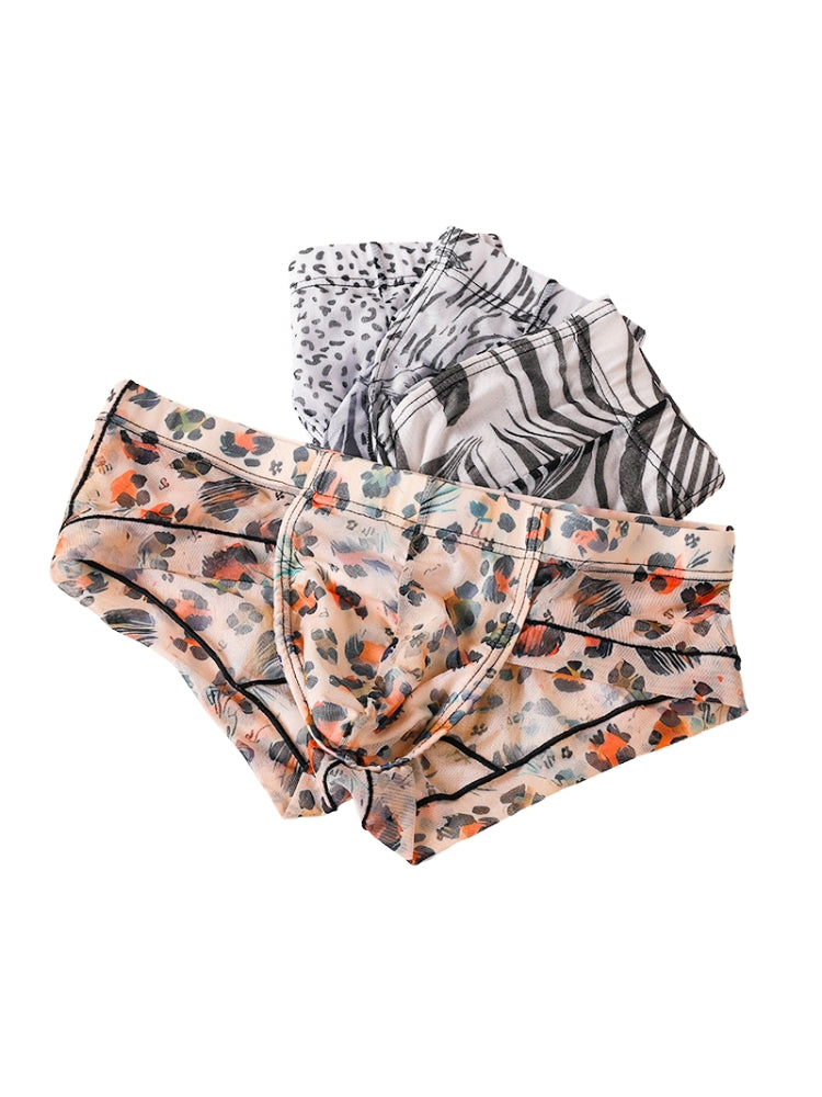3 Pack Men's Ice-Silk Leopard Mesh Support Pouch Briefs | dmunderwear detail image 11