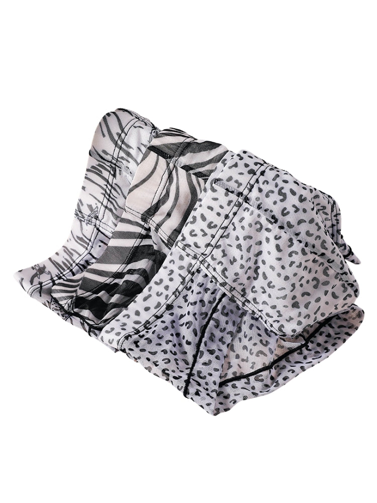 3 Pack Men's Ice-Silk Leopard Mesh Support Pouch Briefs | dmunderwear detail image 14
