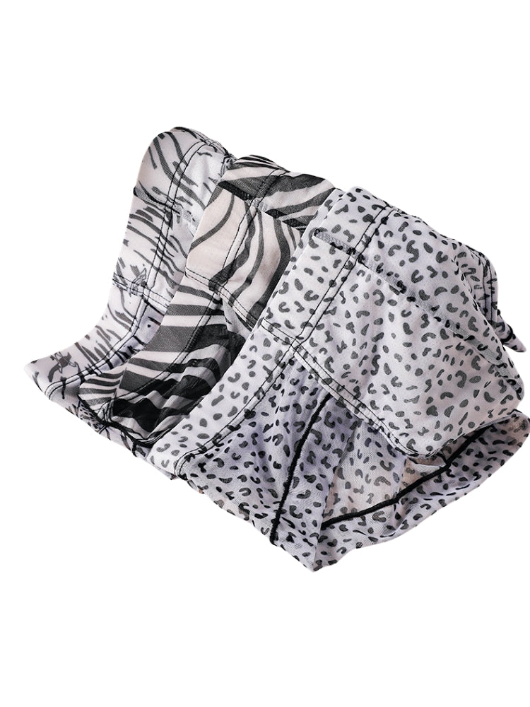 3 Pack Men's Ice-Silk Leopard Mesh Support Pouch Briefs | dmunderwear detail image 18