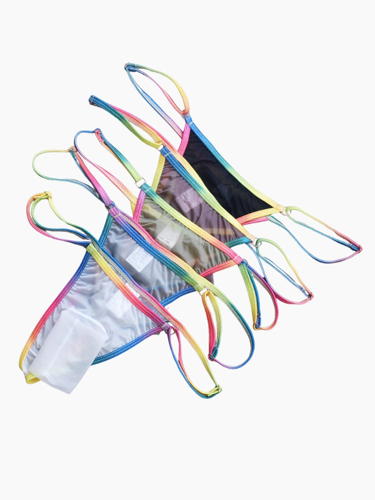 3 Pack Men's Ultra-Thin Sexy Smooth Breathable Contrast Waistband Strings | dmunderwear detail image 14